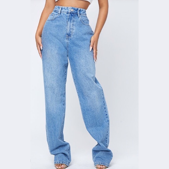 Light blue High Waist Straight Leg denim Jeans (size M) - Picture 4 of 5